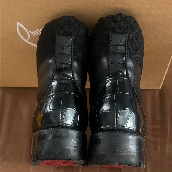 Christian Louboutin Black Embossed Leather Boots - Picture 3 of 10